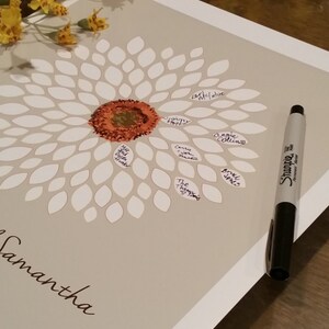 Sunflower Wedding Guest Book Alternative /Bridal Shower /Flower Guest Book/ Sunflower/Dahlia/Personalized Wedding Poster-20x24-100 Signature