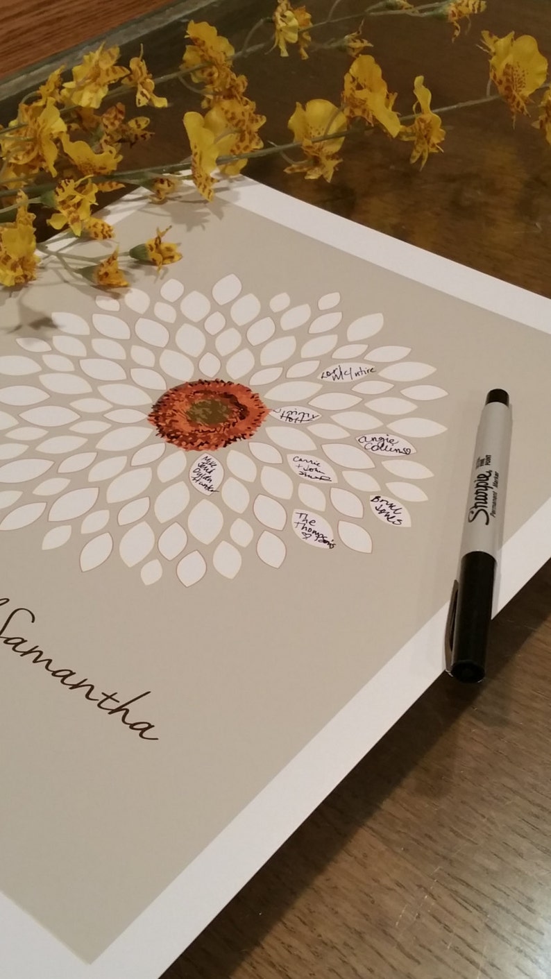 Wedding Guest Book Alternative Bridal Shower Guest Book/flower Etsy