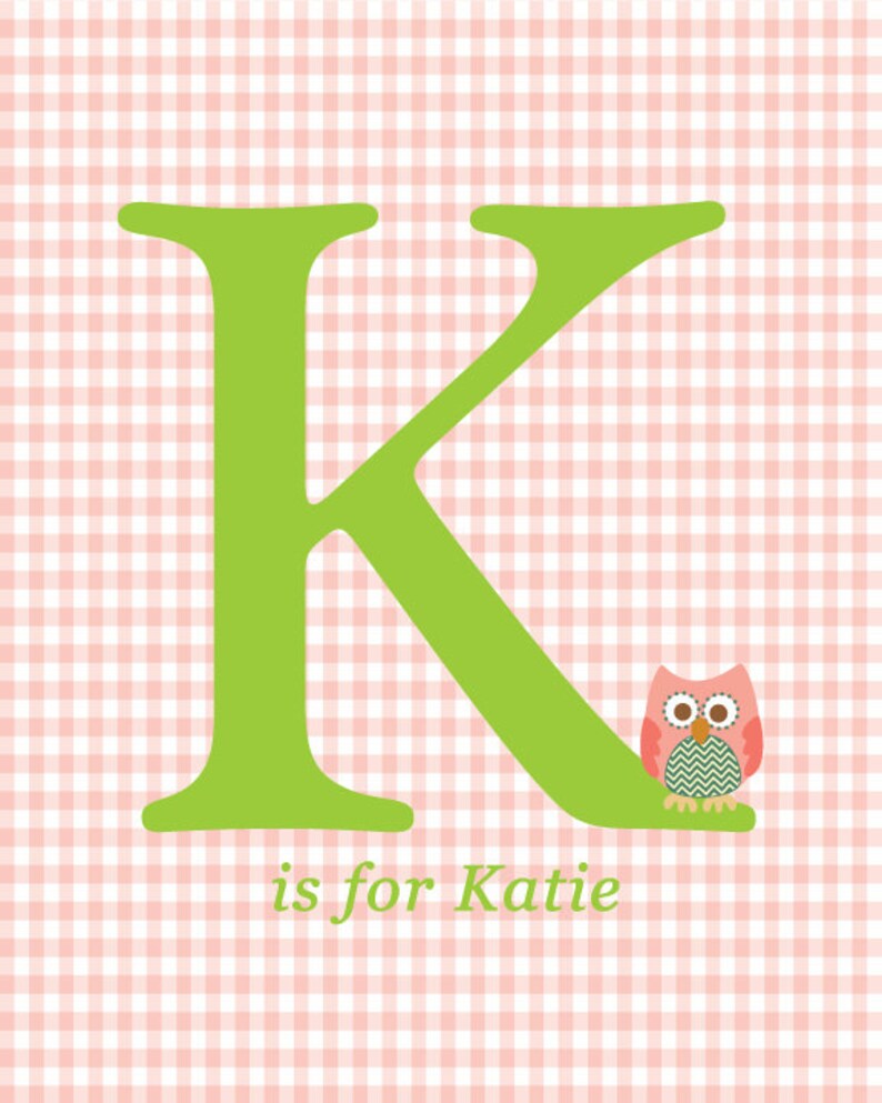 Gingham Letter Art Nursery/ Owl Nursery/gingham Print/ Gingham Etsy