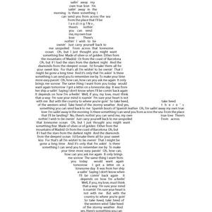 Bob Dylan Silhouette with Boots of Spanish Leather Lyrics/ Black & White / You Can Choose the Bob Dylan Song/Music Art/Man Cave Art 8x10 image 2