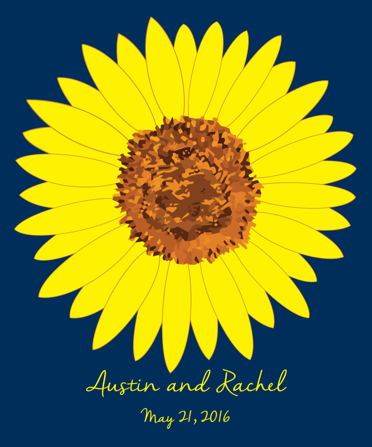 Digitale download - U print - Zonnebloem gastenboek alternatief / bloem  gastenboek / gepersonaliseerde bruiloft poster-20x24-ca. 80 handtekeningen  - Etsy België, image size:1250x1500