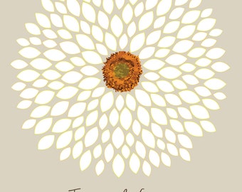 Digital Download - You Print - Wedding Guestbook Alternative/ Bridal Shower Sunflower/ /Dahlia/Personalized Wedding Poster-20x24-150 Sigs