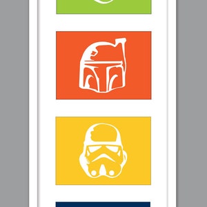 4 Star Wars Character Silhouettes for Nursery/Boys Nursery/Darth Vader/Yoda/Stormtrooper Set of 4 5x7s image 1