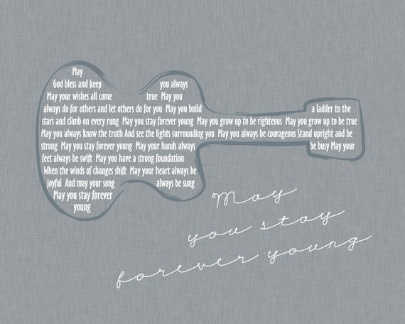 Bob Dylan Forever Young Lyrics Guitar Linen Background Etsy