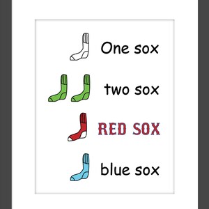 Red Sox Nursery/ Dr. Suess One Sox Two Sox Red Sox Blue Sox/ Nursery print/ Boston Red Sox / Boys nursery/ Girls nursery - 8"x10"