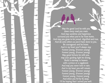 Rod Stewart Forever Young Lyrics/Birch Trees/ Birch tree with Baby bird/ Baptism Gift Baby Gift /- 8x10, 11x14, 12x16, 16x20, 20x24