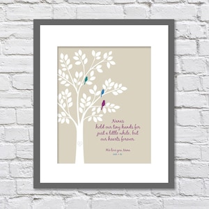 Nanas tenere nostro manine, festa della mamma regalo/nipoti albero/Nana regalo/nipoti uccelli/Gran nipoti - 8 x 10, 11 x 14 e 12 x 16