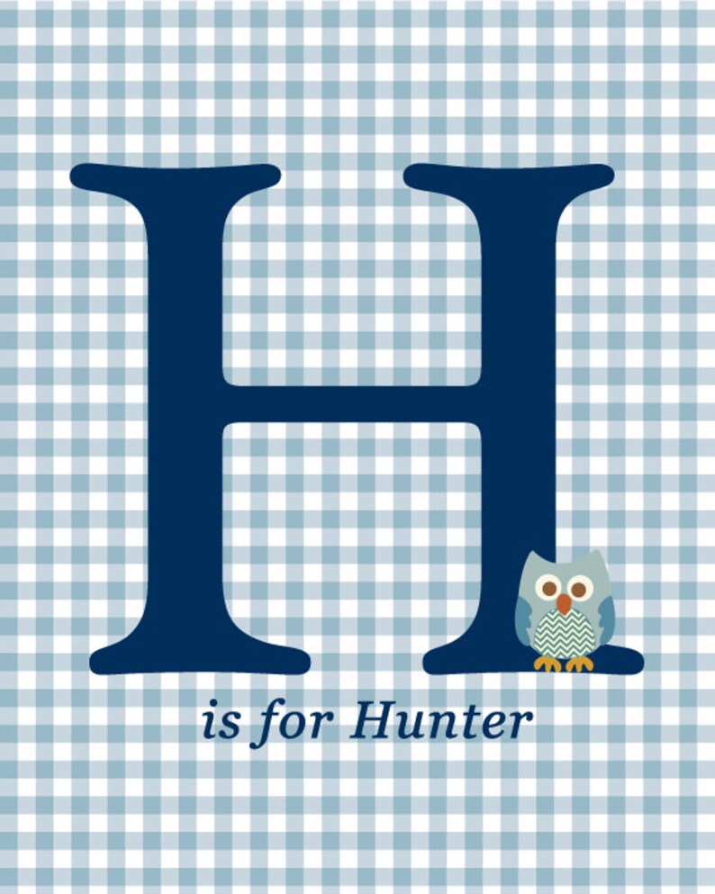 Gingham Letter Art Nursery/ Owl Nursery/gingham Print/ Gingham Etsy