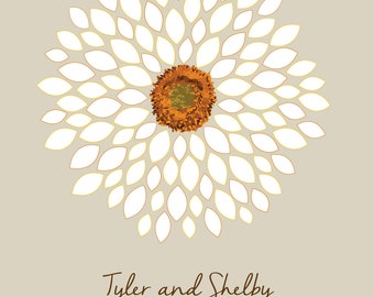 Digital Download - You Print - Wedding Guestbook Alternative/ Bridal Shower Sunflower/ /Dahlia/Personalized Wedding Poster-20x24-100 Sigs