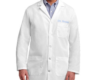 Unisex Embroidered White Lab Coat