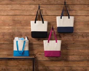 Monogrammed Colorblock Cotton Tote