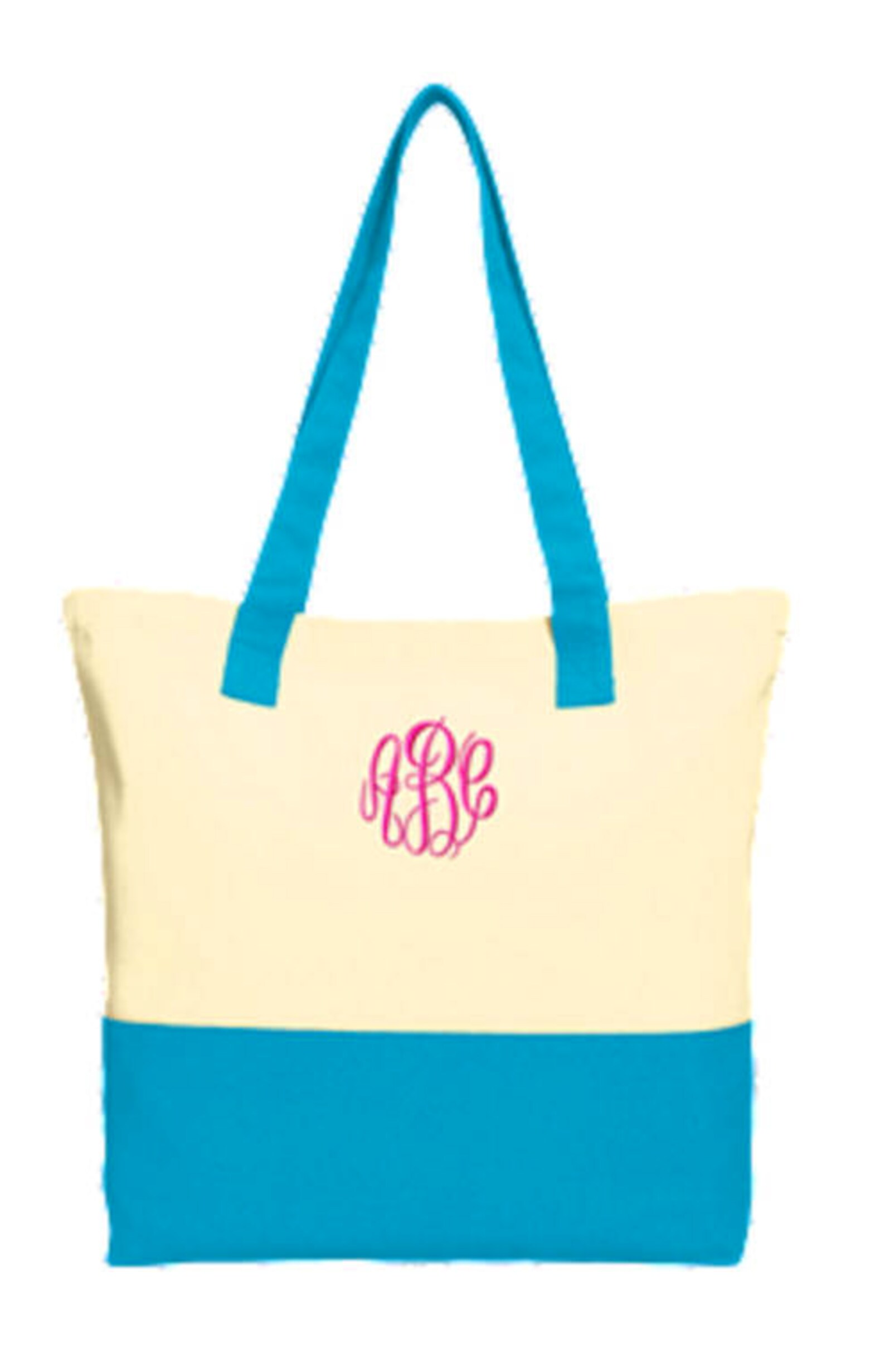 Monogrammed Colorblock Cotton Tote | Etsy