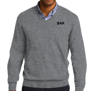 Men&#39;s Monogrammed V-Neck Sweater