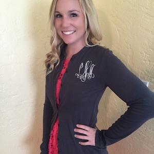 Monogrammed Button Front Cardigan (Great for Sorority Letters Too!)