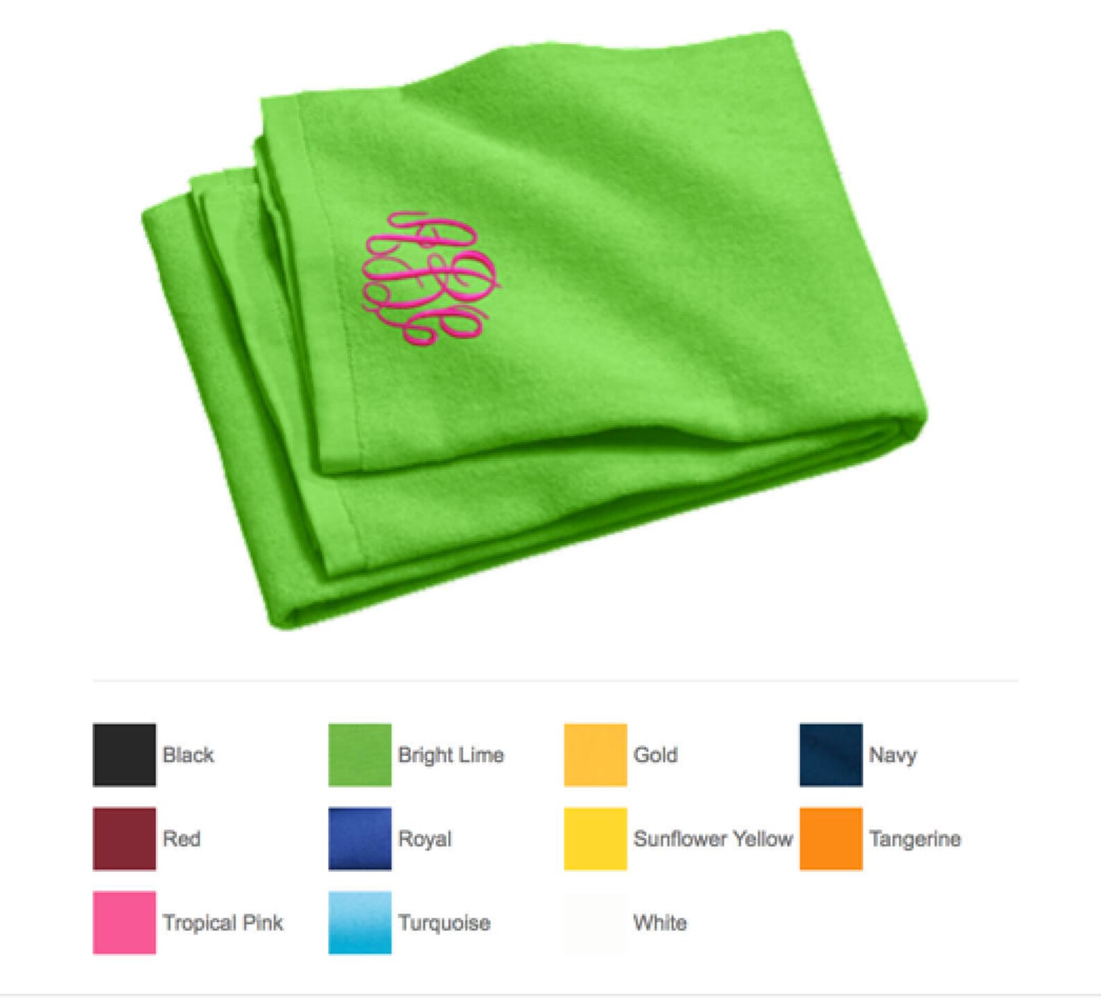 Monogrammed Beach Towel 11 Colors Etsy