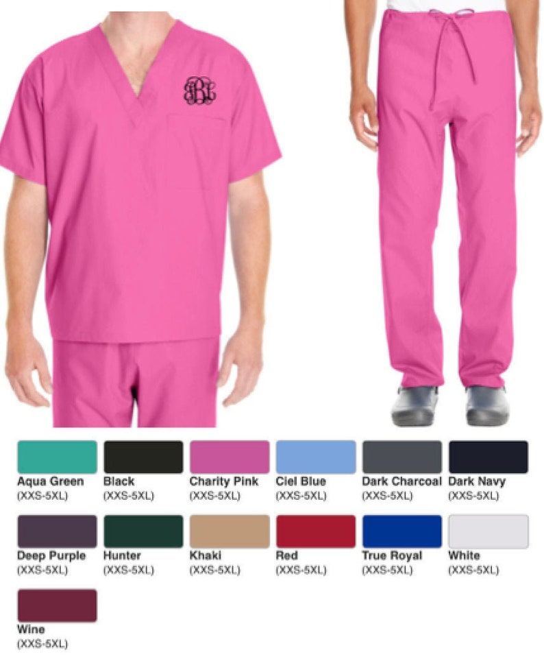 Monogrammed Scrubs 13 Different Colors Etsy