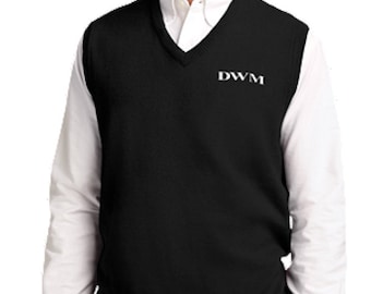 Men's Monogrammed V-Neck Sweater Vest