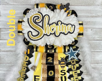 Homecoming Bling, Senior Mum and Garter, Senior Homecoming Garter, Custom Homecoming mum, Football Homecoming Gifts, Gold Homecoming Garter