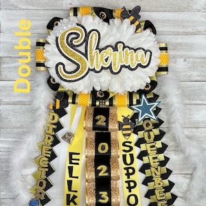 Homecoming Bling, Senior Mum and Garter, Senior Homecoming Garter, Custom Homecoming mum, Football Homecoming Gifts, Gold Homecoming Garter
