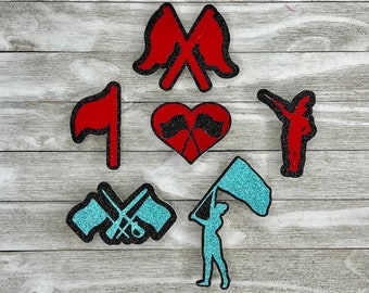 Color Guard Custom Homecoming Mums Cutouts, Marching Band Hoco Cutouts, Drill Team Die Cuts, Dance Line Die Cuts, Rifle Line Cutouts,