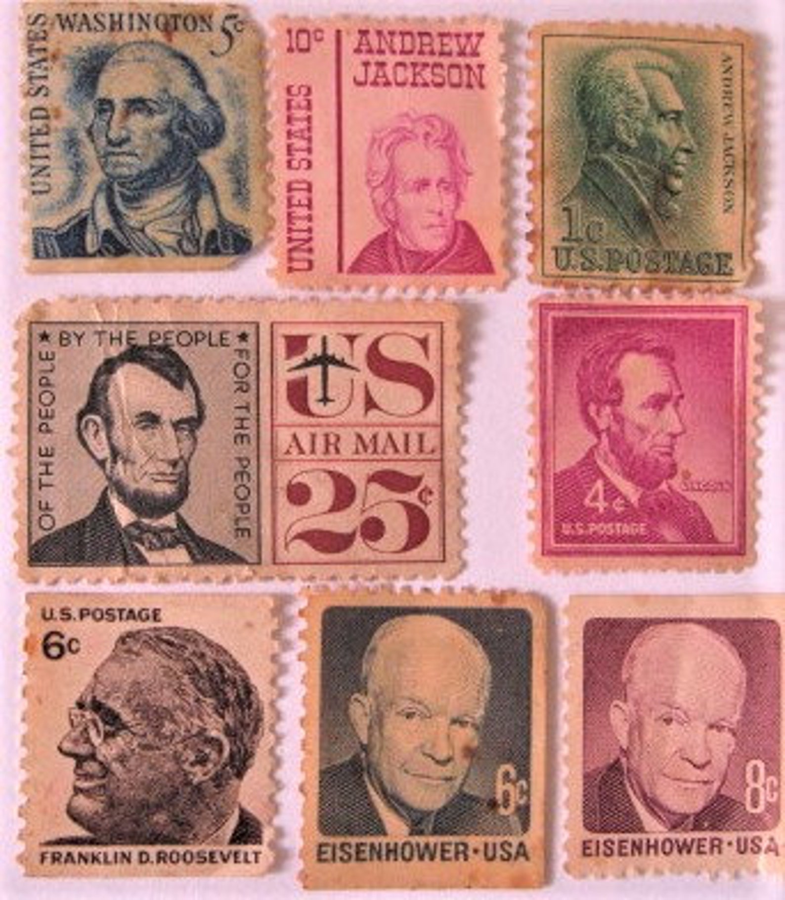 Eight Vintage Postage Stamps U.S. Presidents Washington Etsy