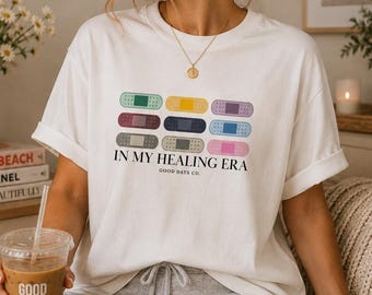 Bandage Healing Era Shirt, Cancer Patient Comfort Colors Tee, Colorful Treatment Journey Graphic