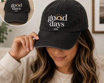 Good Days Embroidered Dad Hat, Trendy Positive Baseball Cap, Black Vintage Hat, Retro Sunshine Cap, Encouragement Gift, Cancer Support Hat