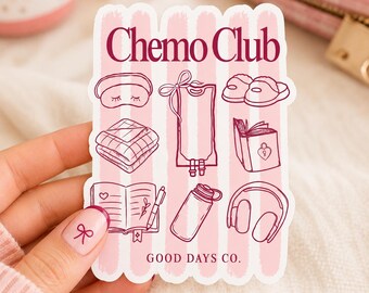 Chemo Club Sticker | Encouragement Decal, Waterproof Vinyl (Matte Finish)