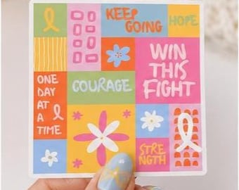 Cancer Encouragement Sticker | Win This Fight | Colorful Waterproof Vinyl Decal | Cancer Warrior Gift