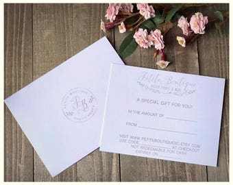 Petite Boutique Gift Certificate / New Baby Gift / Baby Shower / Expecting Mom / First Photos / Gift For Photographer / Photography Gift