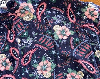 Vintage Krazy Kat 90s Floral Button Up Shirt Size Large Cottage Core Style