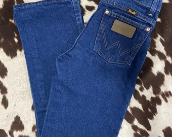 Wrangler Cowboy Cut Youth Boys Blue Denim Jeans Size 14 Slim Western Wear