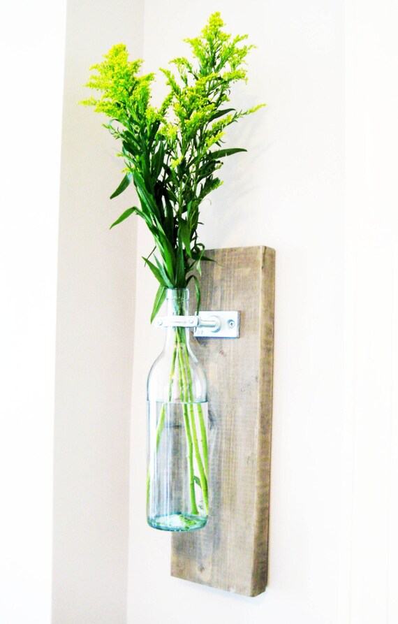 Rustic Wine Bottle Hanging Wall Vase single | Etsy