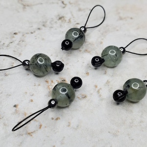 Green Tourmaline 5pc Stitch Marker Set, Snag-free for Knitting