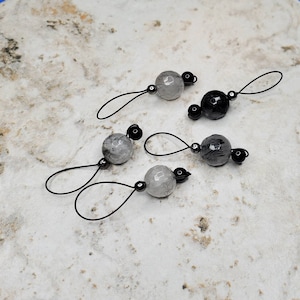 Tourmalinated Quartz 5pc Stitch Marker Set, Snag-free for knitting