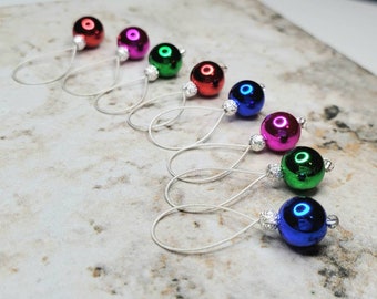 Christmas Ball Ornament 8pc Stitch Markers, Snag-free knitting