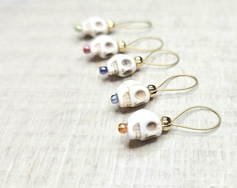 Skull bead 5pc stitch marker set, Snag-free for knitting