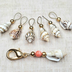 Beach Shells 6pc Stitch Markers Set, Snag-free for knitting