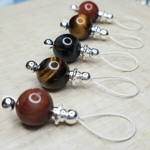 Tigers eye 5pc Stitch Markers Set, Snag-free for knitting