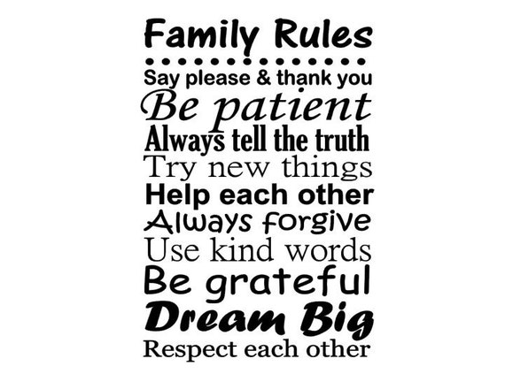 Familie Regeln Decal Vinyl Wandkunst Familienzimmer Dekor Etsy