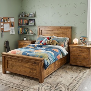 The Biloxi Farmhouse Storage Bed | Solid Wood Bed Frame with Storage Drawers | Rustic Bedroom Furniture | Custom Sizes Available image 14