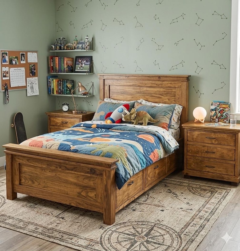 The Biloxi Farmhouse Storage Bed | Solid Wood Bed Frame with Storage Drawers | Rustic Bedroom Furniture | Custom Sizes Available image 14