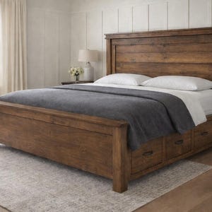The Biloxi Farmhouse Storage Bed | Solid Wood Bed Frame with Storage Drawers | Rustic Bedroom Furniture | Custom Sizes Available image 13