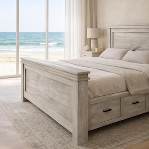The Biloxi Farmhouse Storage Bed | Solid Wood Bed Frame with Storage Drawers | Rustic Bedroom Furniture | Custom Sizes Available image 11