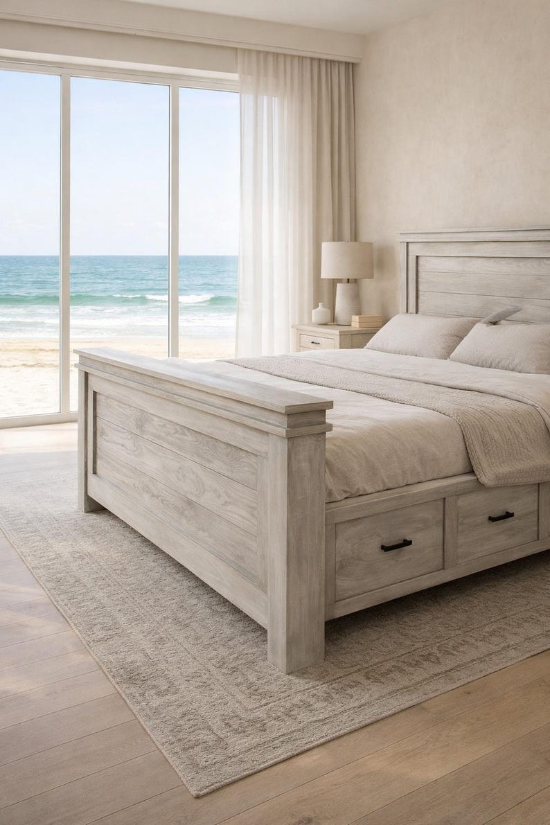 The Biloxi Farmhouse Storage Bed | Solid Wood Bed Frame with Storage Drawers | Rustic Bedroom Furniture | Custom Sizes Available image 11