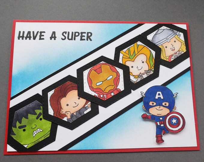 Featured listing image: Avengers Superhero Birthday Card