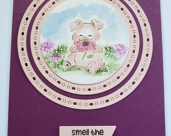 Watercolor Smell the Flowers Card