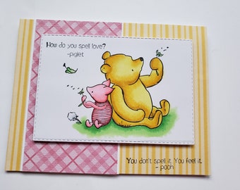 Winnie the Pooh and Piglet Love Card