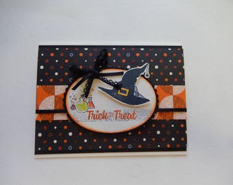 Witch's Hat Trick or Treat Halloween Card