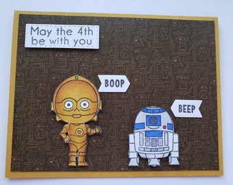 C3P0 and R2D2 May the 4th Be With You Card